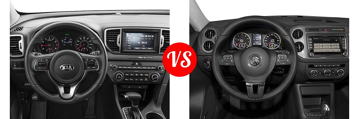 2017 Kia Sportage SUV EX vs. 2017 Volkswagen Tiguan SUV S / SEL / Wolfsburg Edition - Dashboard Comparison