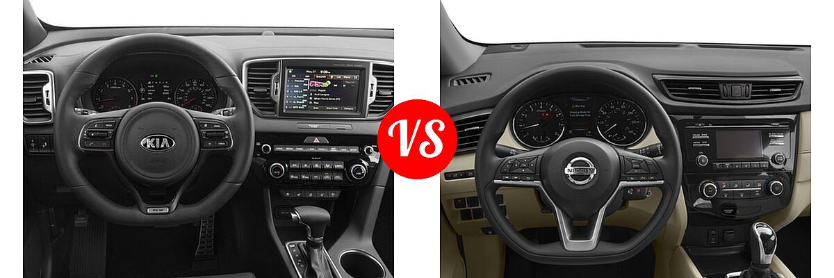 2017 Kia Sportage SUV SX Turbo vs. 2017 Nissan Rogue SUV S / SV - Dashboard Comparison