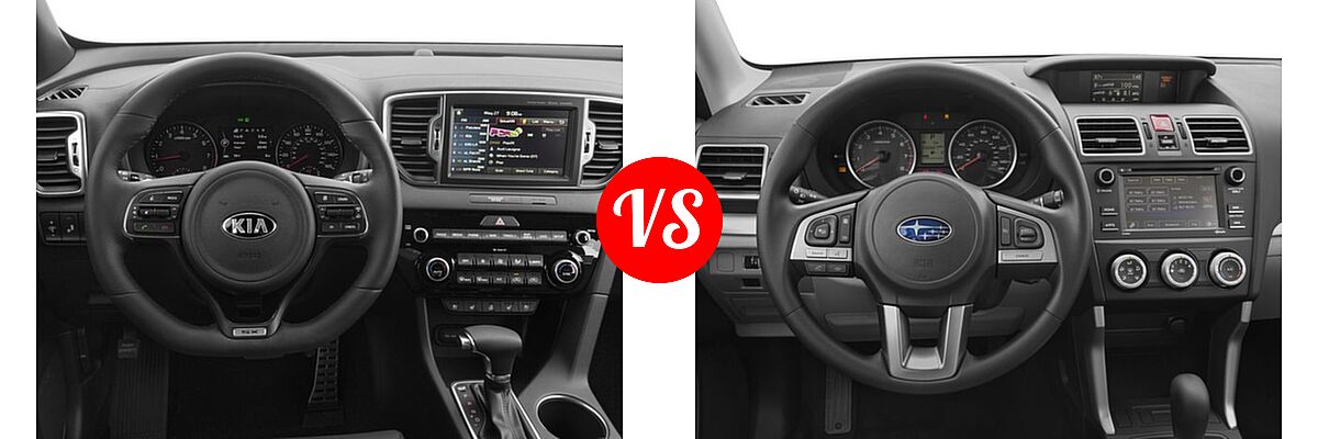 2017 Kia Sportage SUV SX Turbo vs. 2017 Subaru Forester SUV 2.5i CVT - Dashboard Comparison