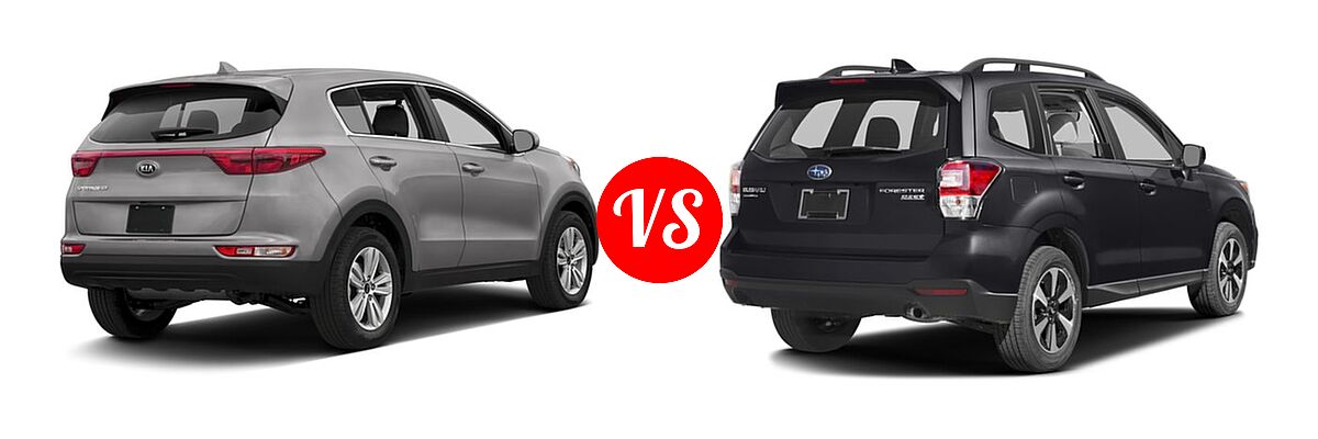 2017 Kia Sportage SUV LX vs. 2017 Subaru Forester SUV Premium - Rear Right Comparison