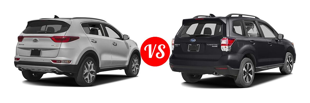 2017 Kia Sportage SUV SX Turbo vs. 2017 Subaru Forester SUV Premium - Rear Right Comparison