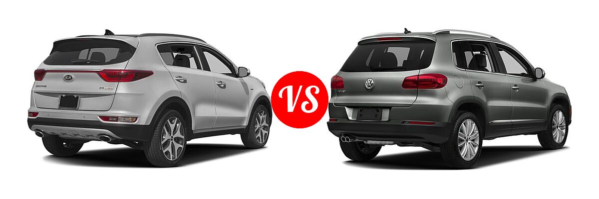 2017 Kia Sportage SUV SX Turbo vs. 2017 Volkswagen Tiguan SUV S / SEL / Wolfsburg Edition - Rear Right Comparison