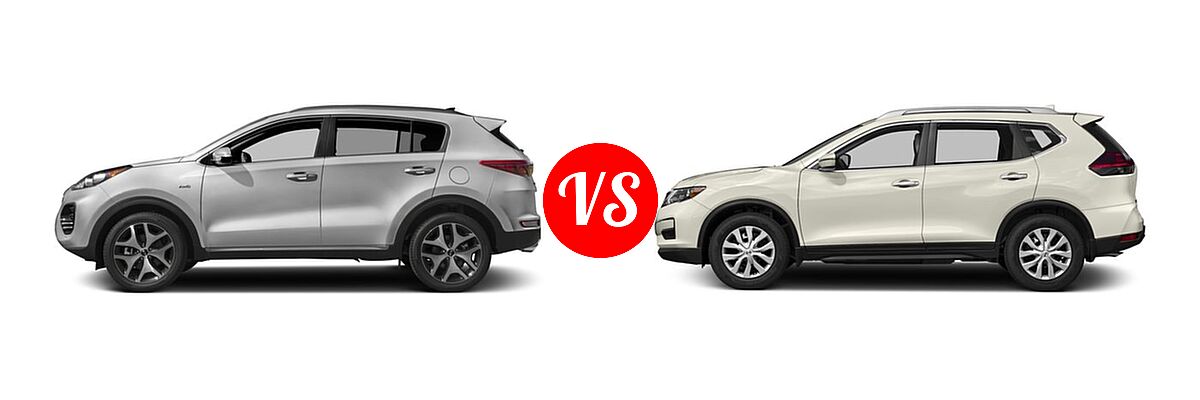 2017 Kia Sportage SUV SX Turbo vs. 2017 Nissan Rogue SUV S / SV - Side Comparison