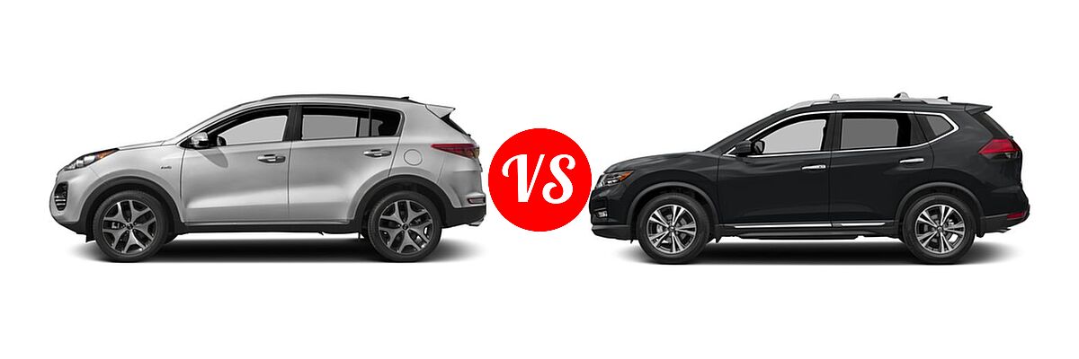 2017 Kia Sportage SUV SX Turbo vs. 2017 Nissan Rogue SUV SL - Side Comparison