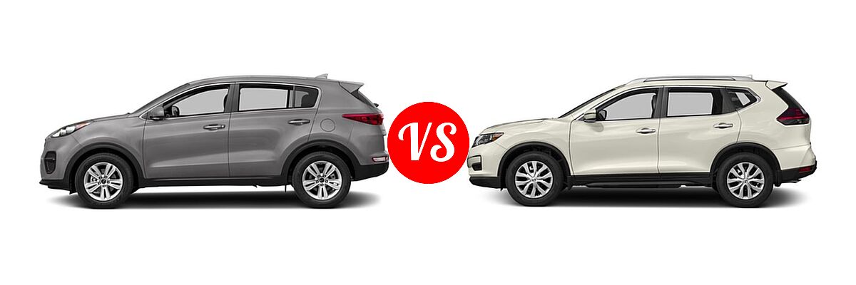 2017 Kia Sportage SUV LX vs. 2017 Nissan Rogue SUV S / SV - Side Comparison