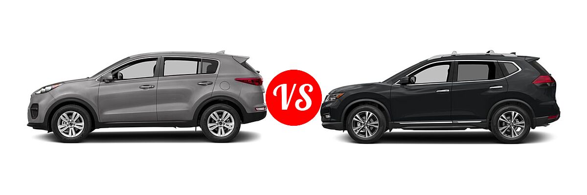2017 Kia Sportage SUV LX vs. 2017 Nissan Rogue SUV SL - Side Comparison