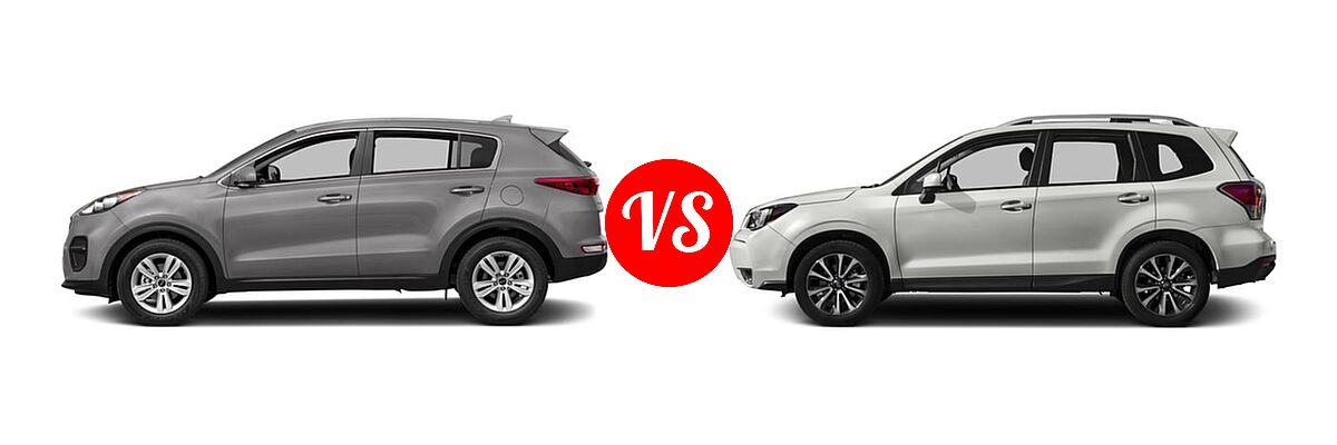 2017 Kia Sportage SUV LX vs. 2017 Subaru Forester SUV Premium - Side Comparison