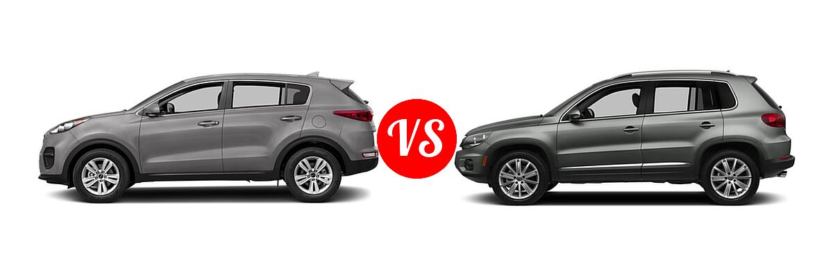 2017 Kia Sportage SUV LX vs. 2017 Volkswagen Tiguan SUV S / SEL / Wolfsburg Edition - Side Comparison