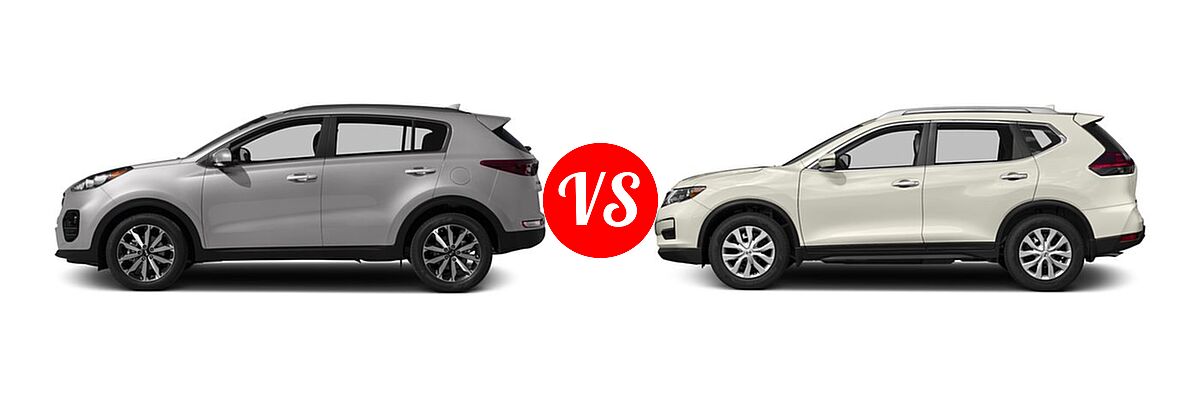 2017 Kia Sportage SUV EX vs. 2017 Nissan Rogue SUV S / SV - Side Comparison