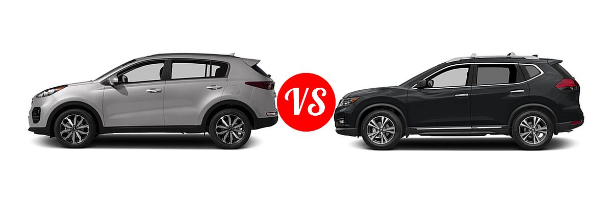 2017 Kia Sportage SUV EX vs. 2017 Nissan Rogue SUV SL - Side Comparison