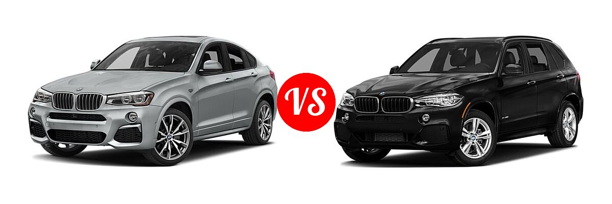 2016 BMW X4 M40i SUV M40i vs. 2016 BMW X5 SUV Diesel xDrive35d - Front Left Comparison