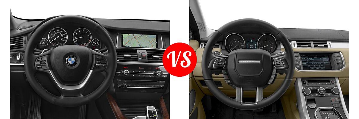 2016 BMW X4 SUV xDrive28i / xDrive35i vs. 2016 Land Rover Range Rover Evoque SUV HSE Dynamic / SE Premium - Dashboard Comparison