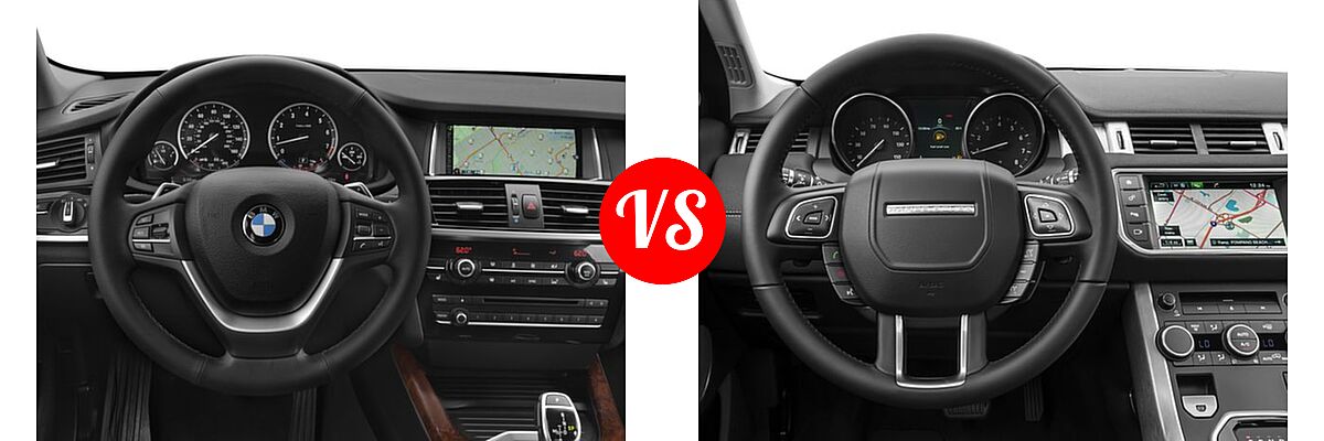2016 BMW X4 SUV xDrive28i / xDrive35i vs. 2016 Land Rover Range Rover Evoque SUV Autobiography / HSE / HSE Dynamic / SE / SE Premium - Dashboard Comparison