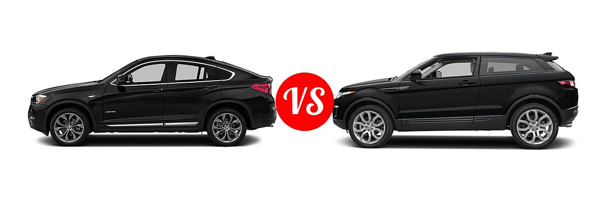 2016 BMW X4 SUV xDrive28i / xDrive35i vs. 2016 Land Rover Range Rover Evoque SUV HSE Dynamic / SE Premium - Side Comparison