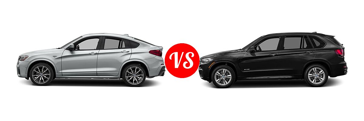 2016 BMW X4 M40i SUV M40i vs. 2016 BMW X5 SUV Diesel xDrive35d - Side Comparison