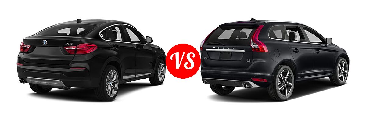 2016 BMW X4 SUV xDrive28i / xDrive35i vs. 2016 Volvo XC60 SUV T6 Drive-E R-Design / T6 Drive-E R-Design Platinum / T6 R-Design / T6 R-Design Platinum - Rear Right Comparison