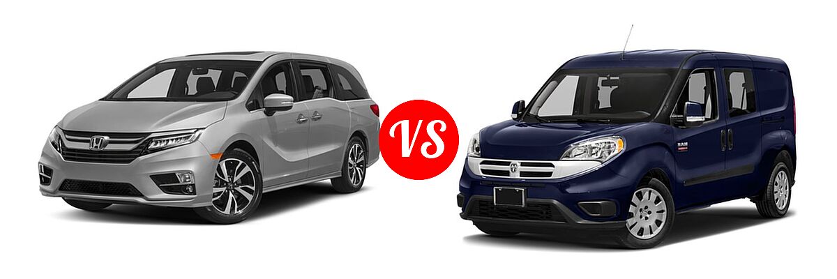 2018 Honda Odyssey Minivan Elite vs. 2018 Ram Promaster City Minivan SLT - Front Left Comparison