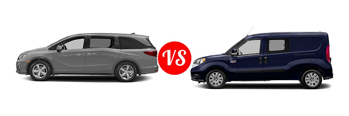 2018 Honda Odyssey Minivan EX-L vs. 2018 Ram Promaster City Minivan SLT - Side Comparison