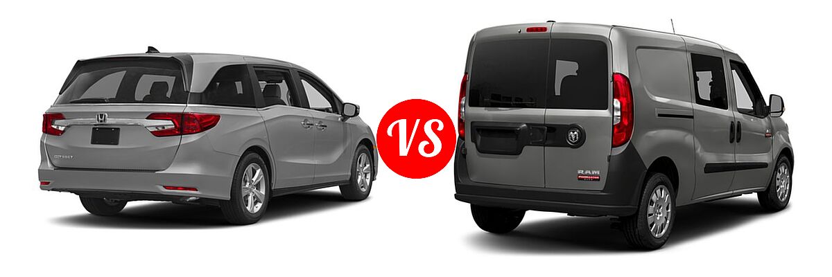 2018 Honda Odyssey Minivan EX-L vs. 2018 Ram Promaster City Minivan Wagon - Rear Right Comparison