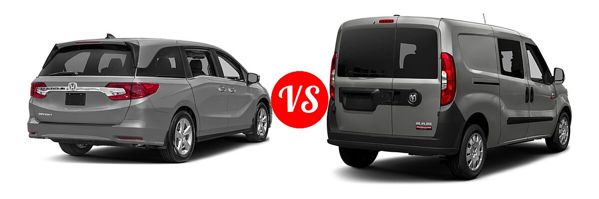 2018 Honda Odyssey Minivan EX-L vs. 2018 Ram Promaster City Minivan Wagon - Rear Right Comparison