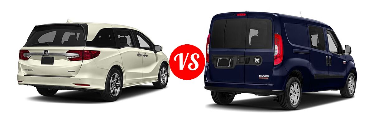 2018 Honda Odyssey Minivan Touring vs. 2018 Ram Promaster City Minivan SLT - Rear Right Comparison