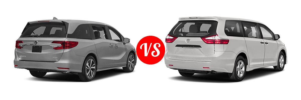 2018 Honda Odyssey Minivan Elite vs. 2018 Toyota Sienna Minivan XLE - Rear Right Comparison