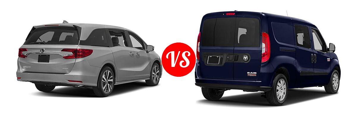 2018 Honda Odyssey Minivan Elite vs. 2018 Ram Promaster City Minivan SLT - Rear Right Comparison