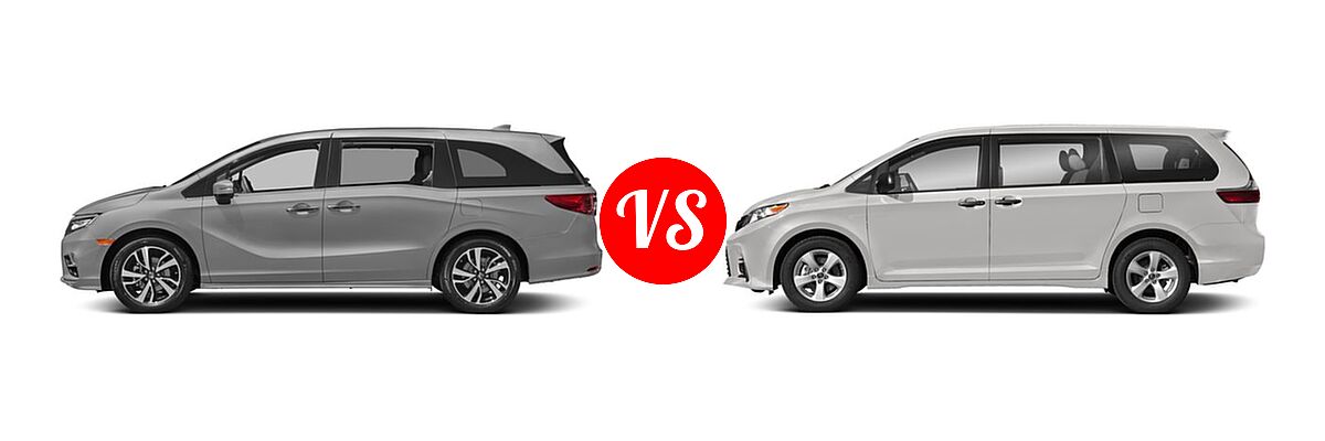 2018 Honda Odyssey Minivan Elite vs. 2018 Toyota Sienna Minivan XLE - Side Comparison