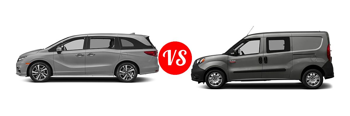 2018 Honda Odyssey Minivan Elite vs. 2018 Ram Promaster City Minivan Wagon - Side Comparison