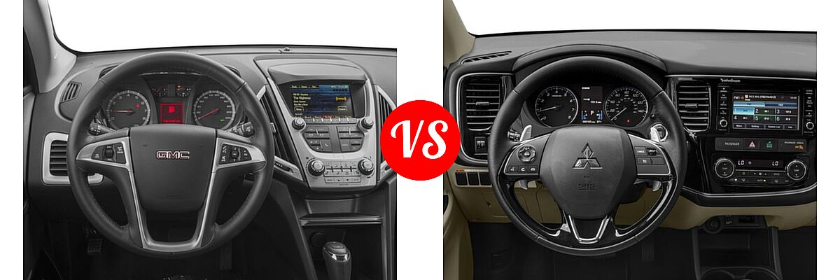 2016 GMC Terrain SUV SL vs. 2016 Mitsubishi Outlander SUV GT - Dashboard Comparison