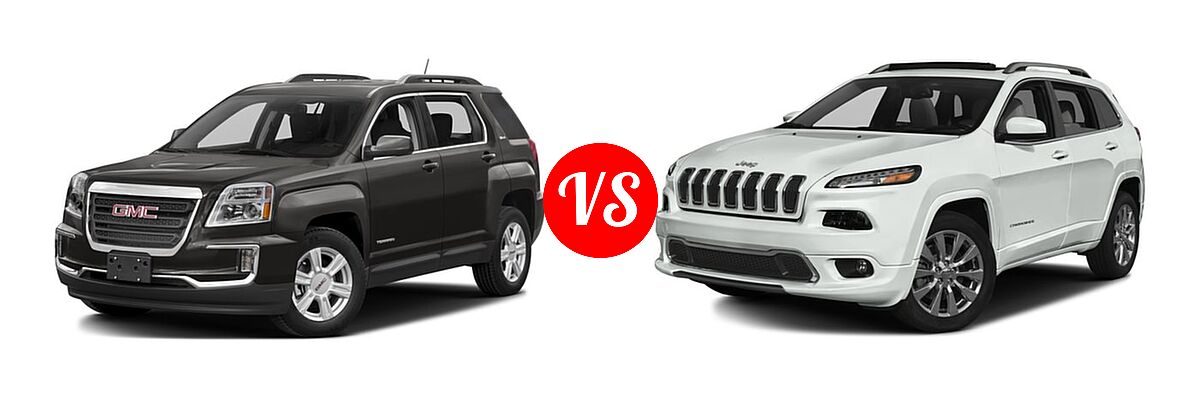 2016 GMC Terrain SUV SL vs. 2016 Jeep Cherokee SUV Overland - Front Left Comparison