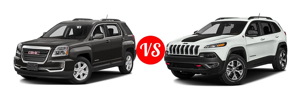 2016 GMC Terrain SUV SL vs. 2016 Jeep Cherokee SUV Trailhawk - Front Left Comparison