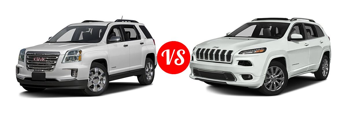 2016 GMC Terrain SUV SLT vs. 2016 Jeep Cherokee SUV Overland - Front Left Comparison