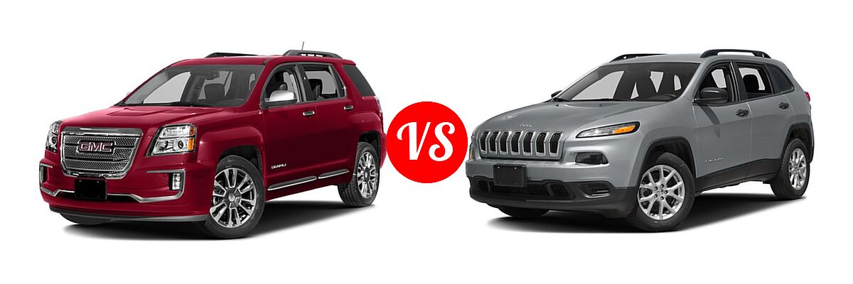 2016 GMC Terrain SUV Denali vs. 2016 Jeep Cherokee SUV Sport - Front Left Comparison