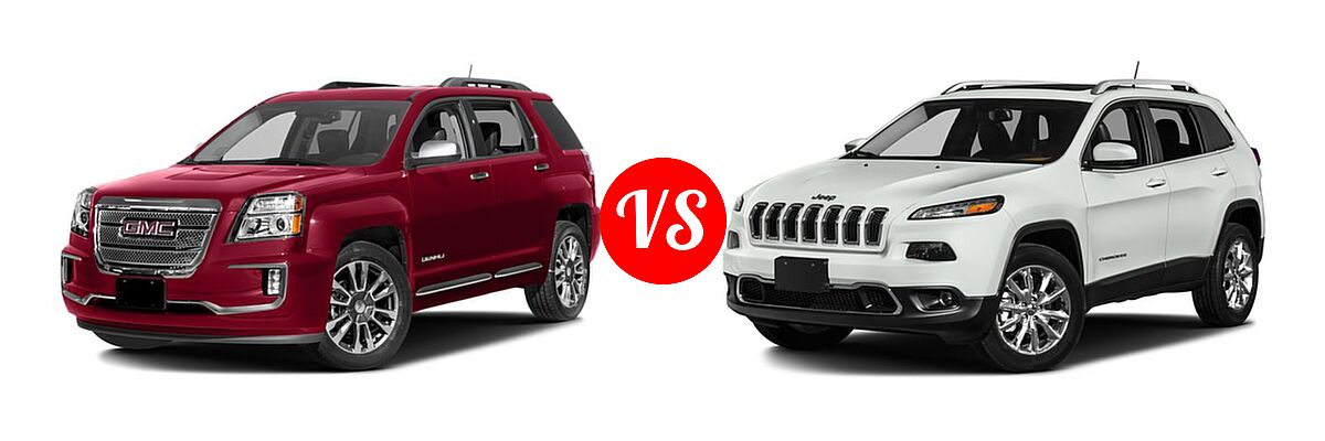 2016 GMC Terrain SUV Denali vs. 2016 Jeep Cherokee SUV Limited - Front Left Comparison