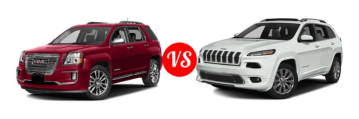 2016 GMC Terrain SUV Denali vs. 2016 Jeep Cherokee SUV Overland - Front Left Comparison