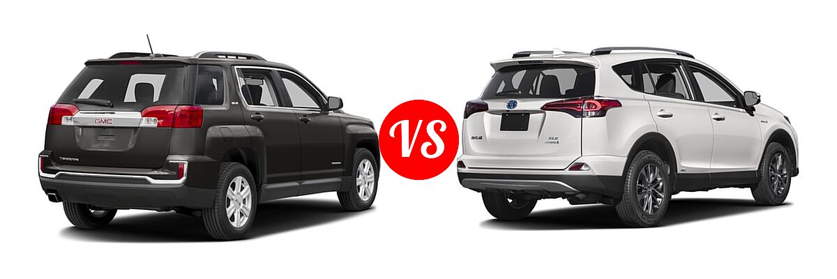 2016 GMC Terrain SUV SL vs. 2016 Toyota RAV4 Hybrid SUV Limited / XLE - Rear Right Comparison
