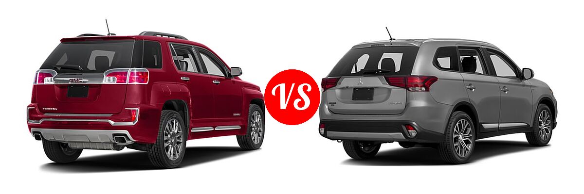2016 GMC Terrain SUV Denali vs. 2016 Mitsubishi Outlander SUV ES / SE - Rear Right Comparison