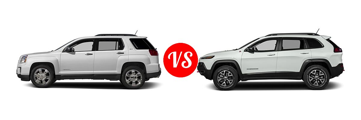 2016 GMC Terrain SUV SLT vs. 2016 Jeep Cherokee SUV Trailhawk - Side Comparison