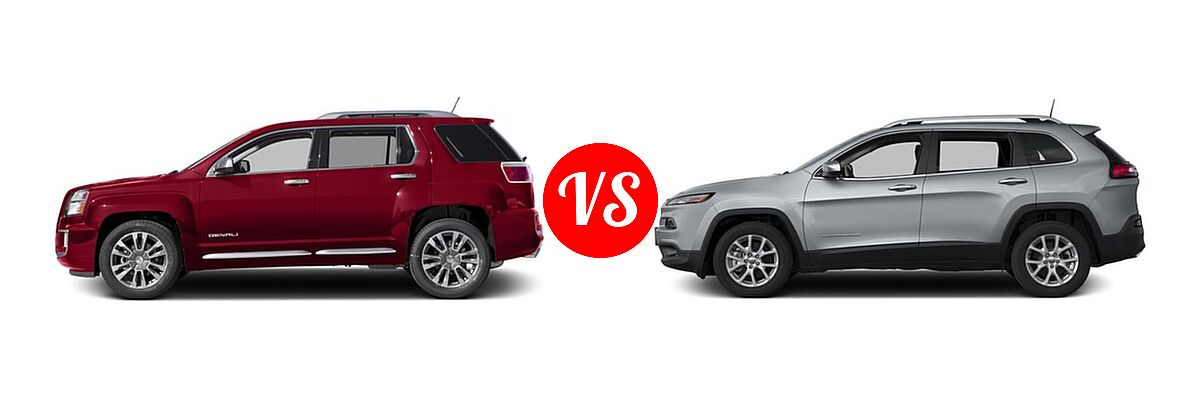 2016 GMC Terrain SUV Denali vs. 2016 Jeep Cherokee SUV 75th Anniversary / Altitude / High Altitude / Latitude - Side Comparison