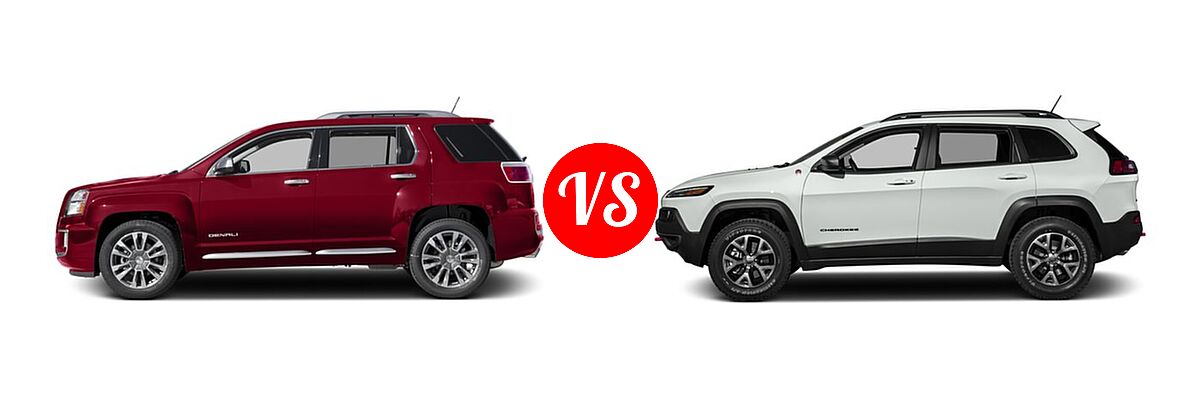2016 GMC Terrain SUV Denali vs. 2016 Jeep Cherokee SUV Trailhawk - Side Comparison