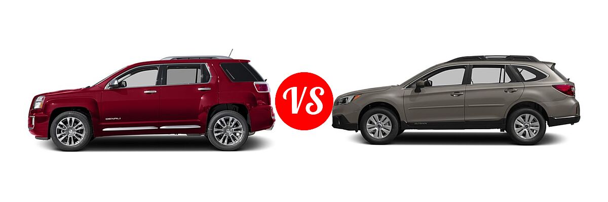 2016 GMC Terrain SUV Denali vs. 2016 Subaru Outback SUV 2.5i / 2.5i Premium - Side Comparison