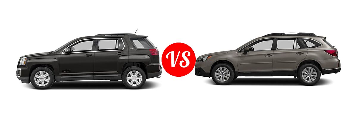 2016 GMC Terrain SUV SL vs. 2016 Subaru Outback SUV 2.5i / 2.5i Premium - Side Comparison