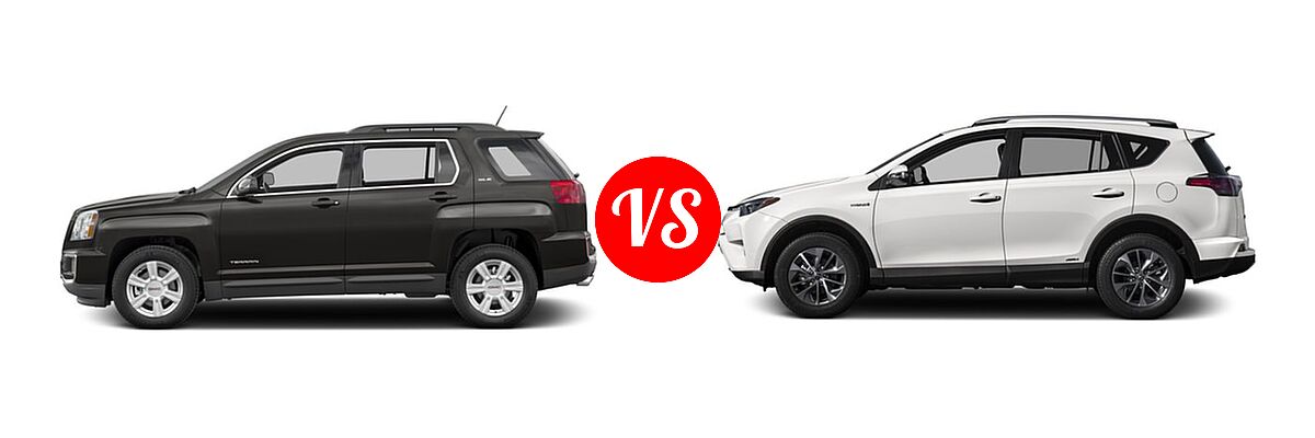 2016 GMC Terrain SUV SL vs. 2016 Toyota RAV4 Hybrid SUV Limited / XLE - Side Comparison