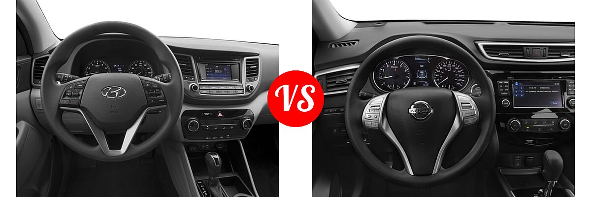 2016 Hyundai Tucson SUV Eco / SE / Sport vs. 2016 Nissan Rogue SUV S / SV - Dashboard Comparison
