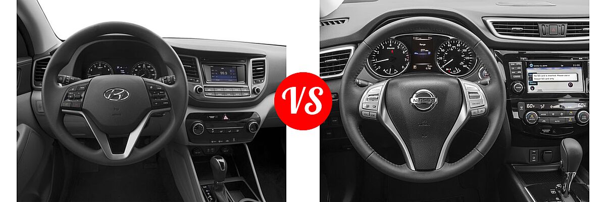 2016 Hyundai Tucson SUV Eco / SE / Sport vs. 2016 Nissan Rogue SUV SL - Dashboard Comparison
