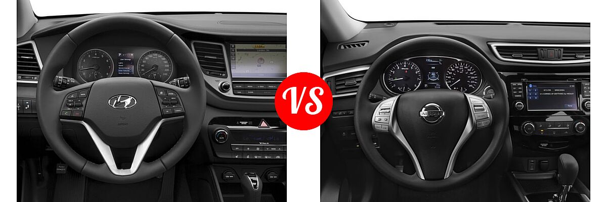2016 Hyundai Tucson SUV Limited vs. 2016 Nissan Rogue SUV S / SV - Dashboard Comparison