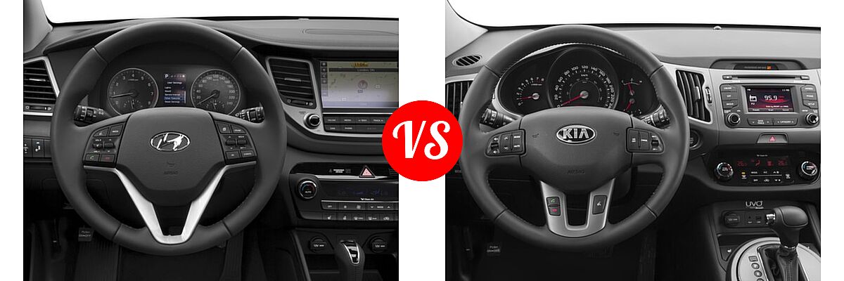 2016 Hyundai Tucson SUV Limited vs. 2016 Kia Sportage SUV EX / LX / SX - Dashboard Comparison