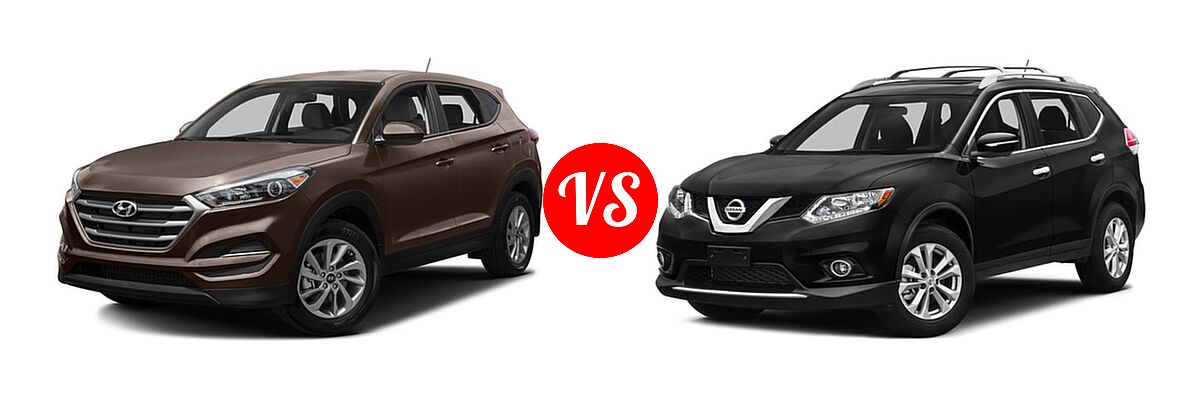 2016 Hyundai Tucson SUV Eco / SE / Sport vs. 2016 Nissan Rogue SUV S / SV - Front Left Comparison