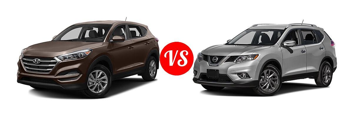 2016 Hyundai Tucson SUV Eco / SE / Sport vs. 2016 Nissan Rogue SUV SL - Front Left Comparison